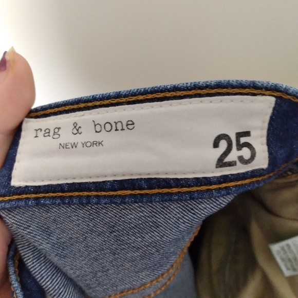 Rag & Bone Medium Wash Ankle Skinny Frayed Hem Midrise Jeans Size 25 - Picture 10 of 14